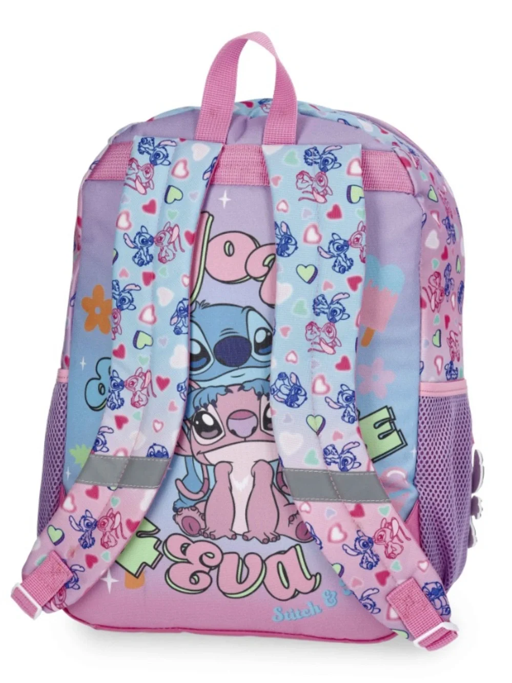 NWT 17” Disney Lilo & Stitch Rainbow Sequined Backpack Pink Green Blue Keychain